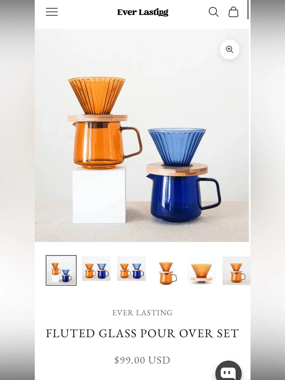 Fluted Glass Pour-Over— Amber Color